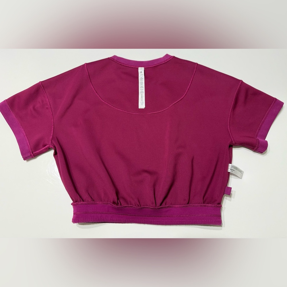 Lululemon Magenta Purple Softstreme Gathered Tee - 6 - Picture 9 of 10